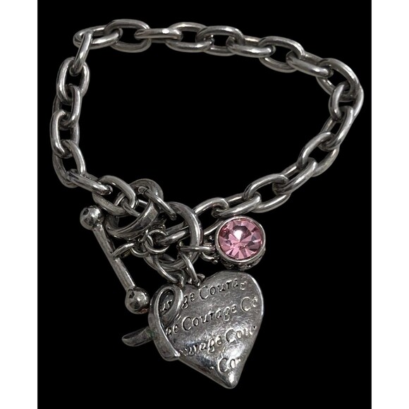 Brighton Breast Cancer Awareness Charm Bracelet 3 Charms - Picture 1 of 4